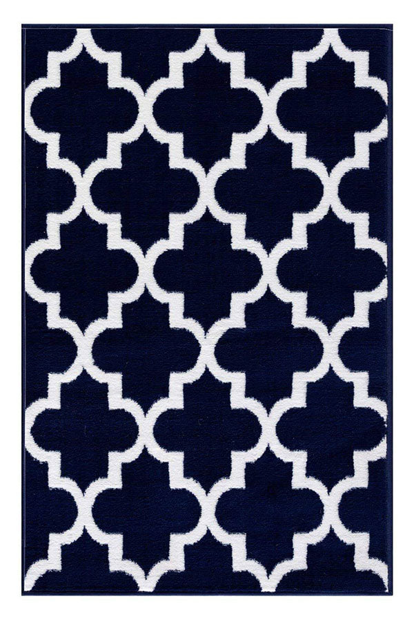 Trellis Collection Contemporary Navy Area Rug