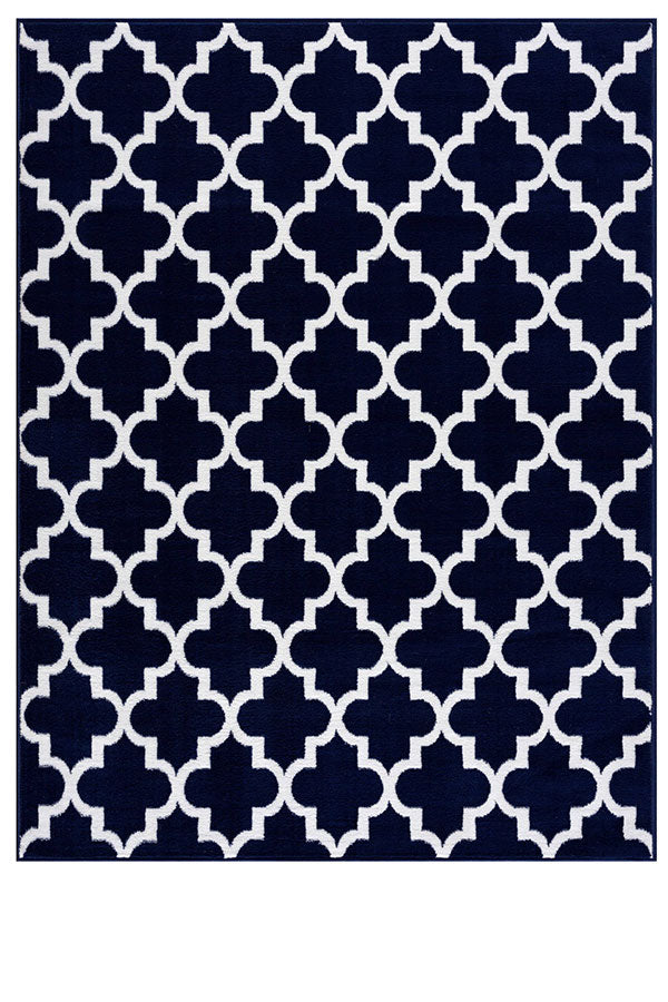 Trellis Collection Contemporary Navy Area Rug