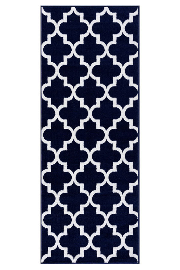 Trellis Collection Contemporary Navy Area Rug
