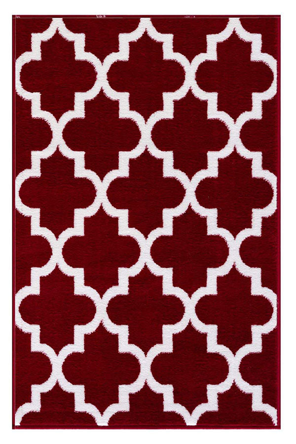 Trellis Collection Contemporary Red Area Rug