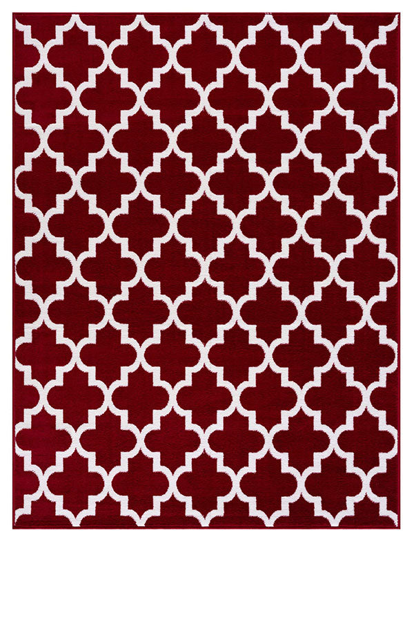 Trellis Collection Contemporary Red Area Rug