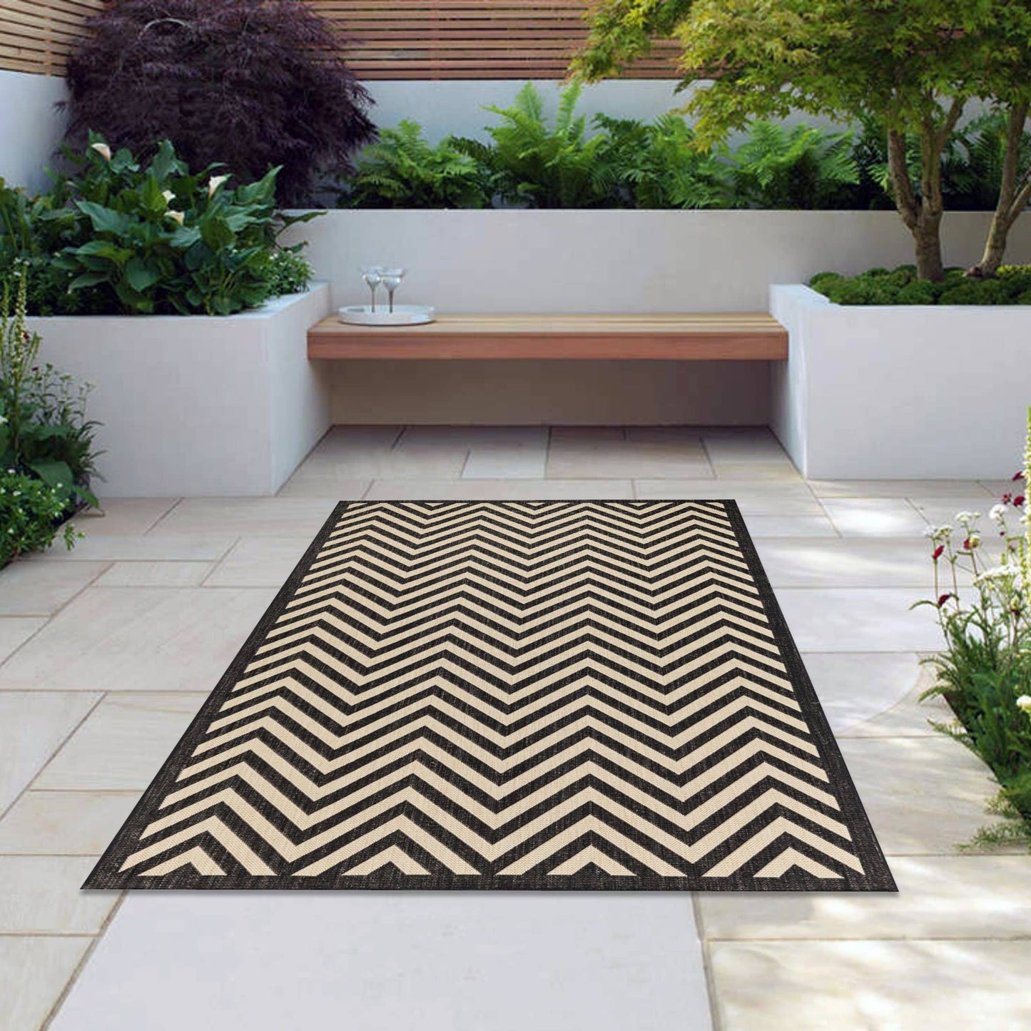 Chevron Indoor/Outdoor Rugs Flatweave Contemporary Patio, Pool, Camp and Picnic Carpets FW 801 - Context USA - Area Rug by MSRUGS