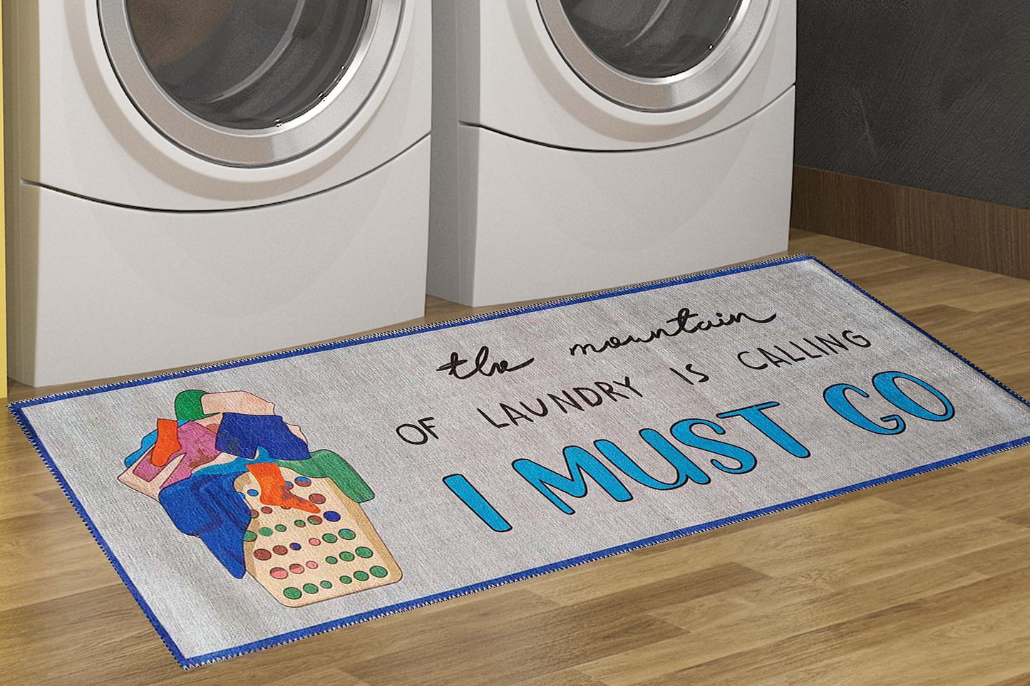 Artistic Print Laundry Mat with Non-Slip Backing