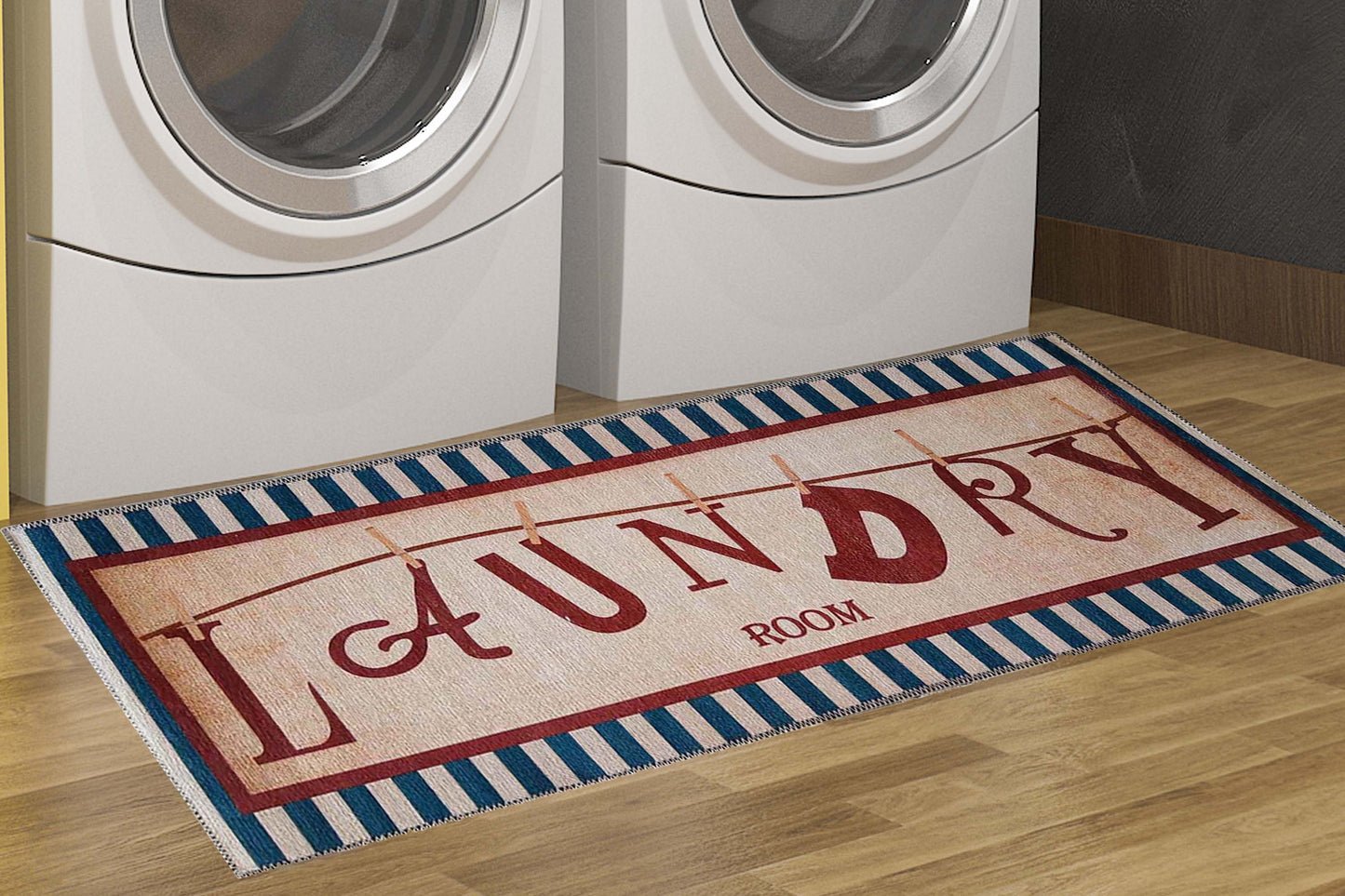 Artistic Print Laundry Mat with Non-Slip Backing