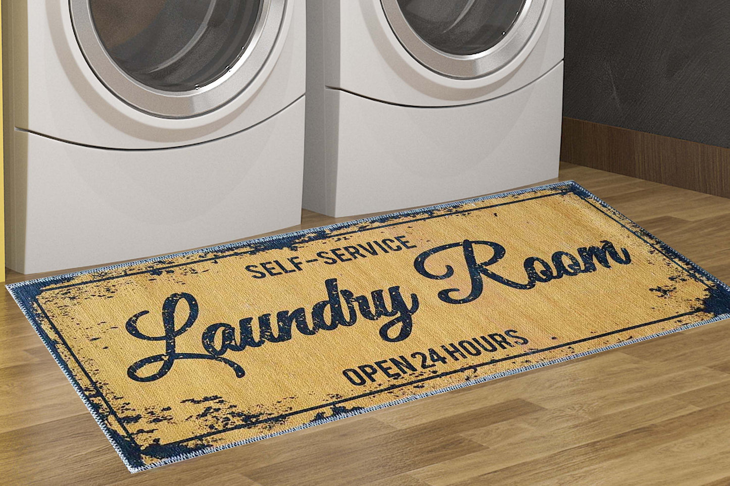 Artistic Print Laundry Mat with Non-Slip Backing
