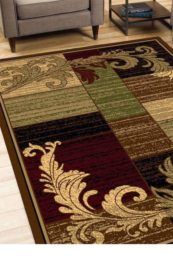 Wreath Leaf Brown/Beige Area Rug Nairobi 1164