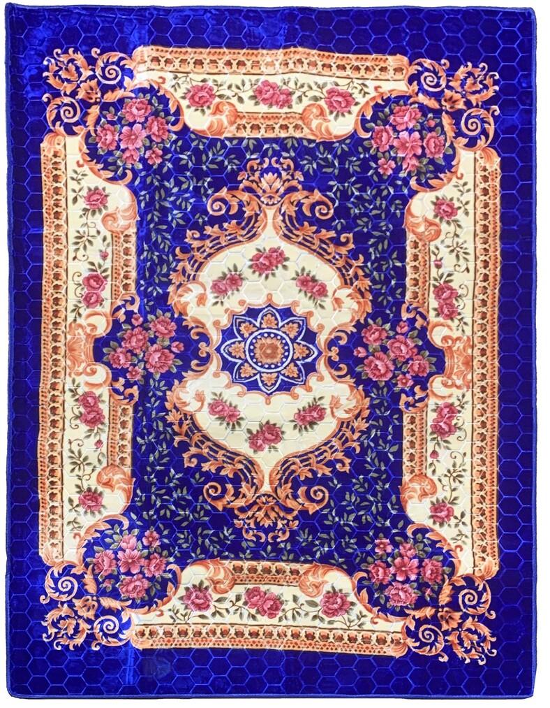 Oriental Blue 6'.6" x 10' Rug Soft Cozy Carved Design