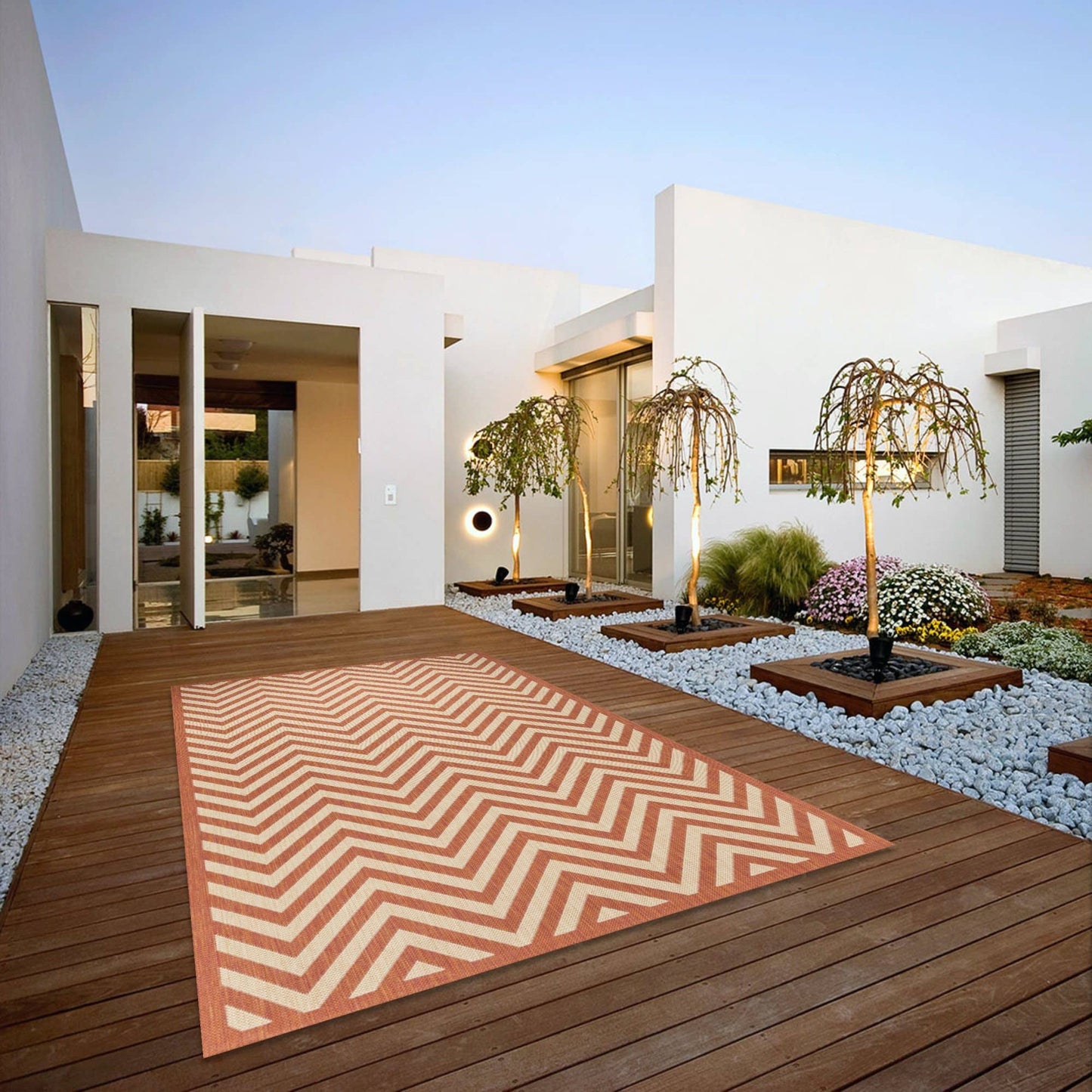 Chevron Indoor/Outdoor Rugs Flatweave Contemporary Patio, Pool, Camp and Picnic Carpets FW 801 - Context USA - Area Rug by MSRUGS