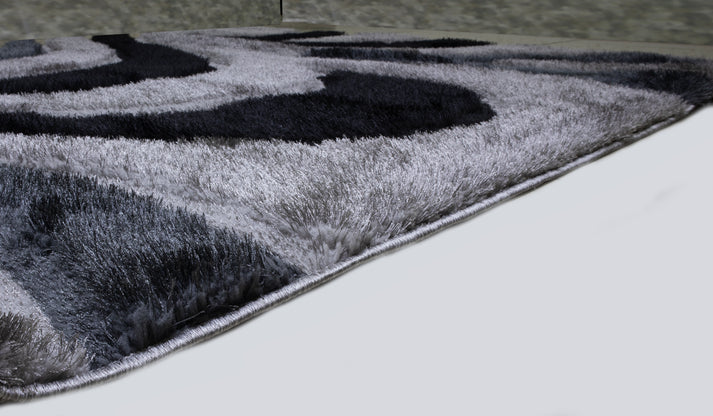 Colibri Shaggy 3D Gray - Black Area Rug 444