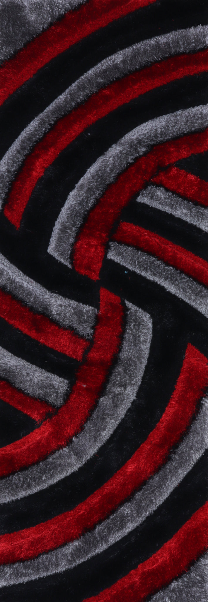 Shaggy 3D Gray- Red Area Rug 333