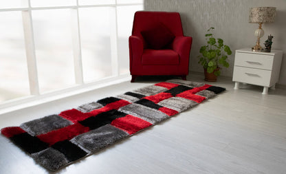 Colibri Shaggy 3D Gray-Red Area rug 161