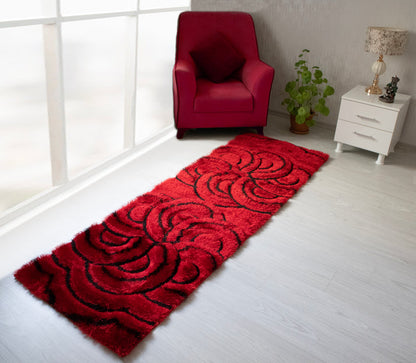 Colibri Shaggy 3D Red Area Rug 999