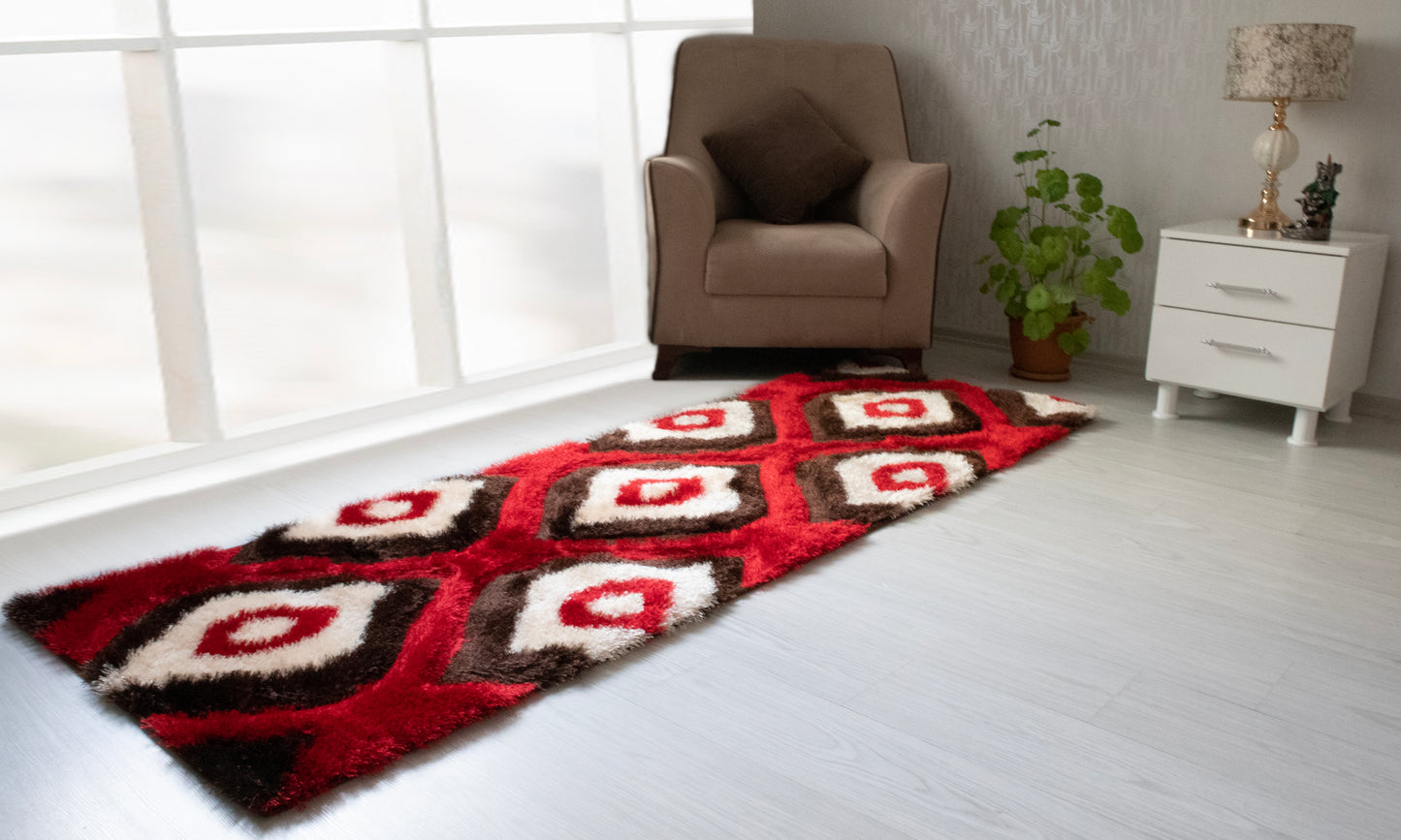 Colibri Shaggy 3D Brown-Red Area Rug 151