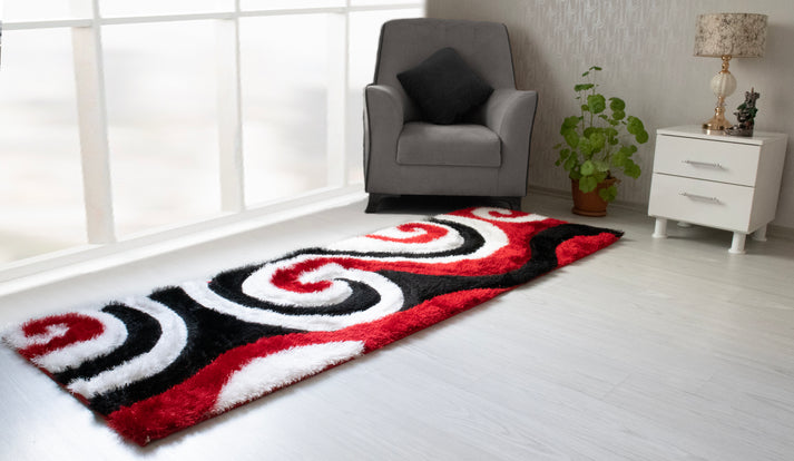 Colibri Shaggy 3D Red Area Rug 555