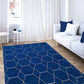 Navy blue moroccan collection contemporary area rug