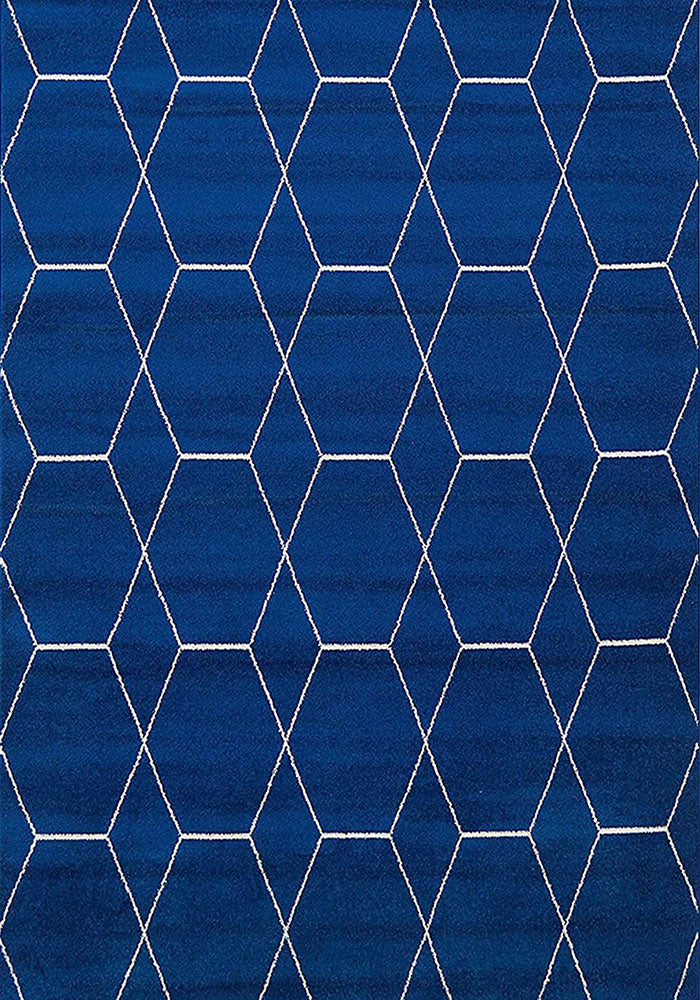 Navy blue moroccan collection contemporary area rug