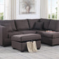 Dorris Sofa in Brown Indoor Sectional with ottoman