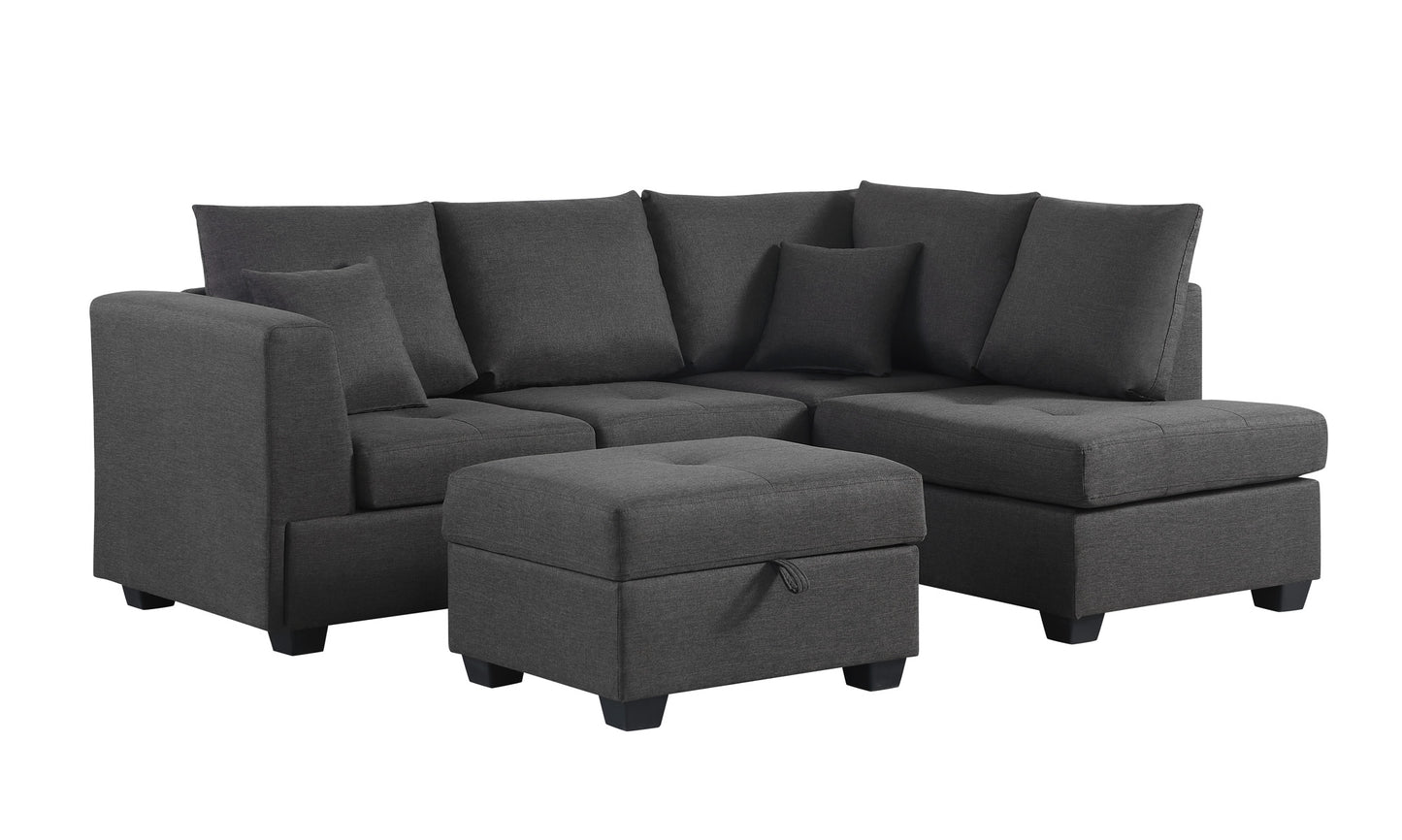 Dorris Sofa in Gray Indoor Sectional with ottoman