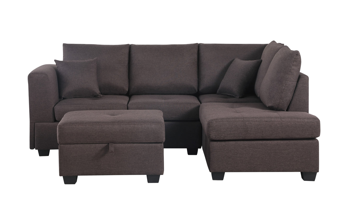 Dorris Sofa in Brown Indoor Sectional with ottoman