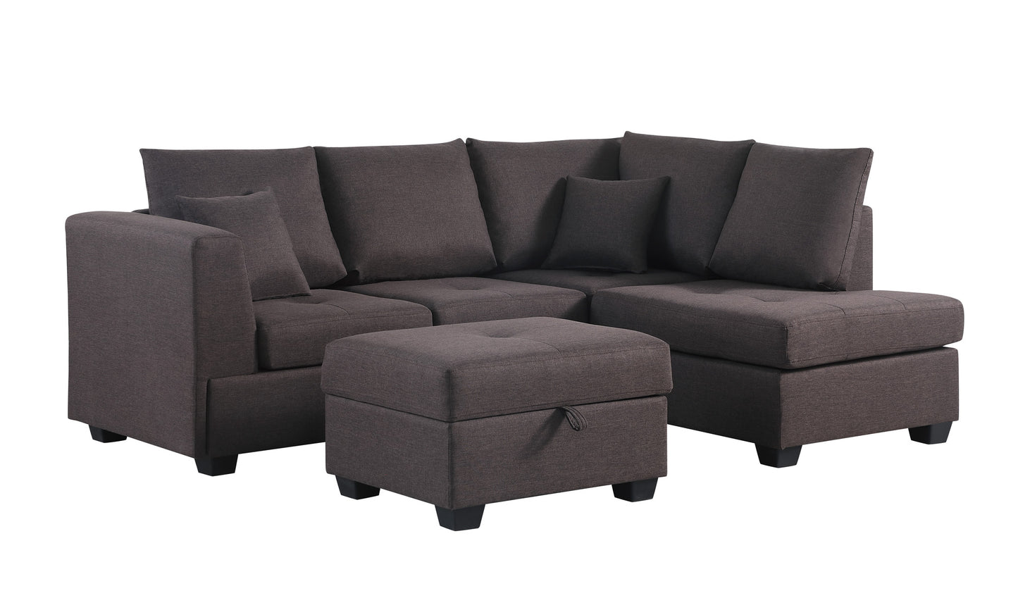 Dorris Sofa in Brown Indoor Sectional with ottoman