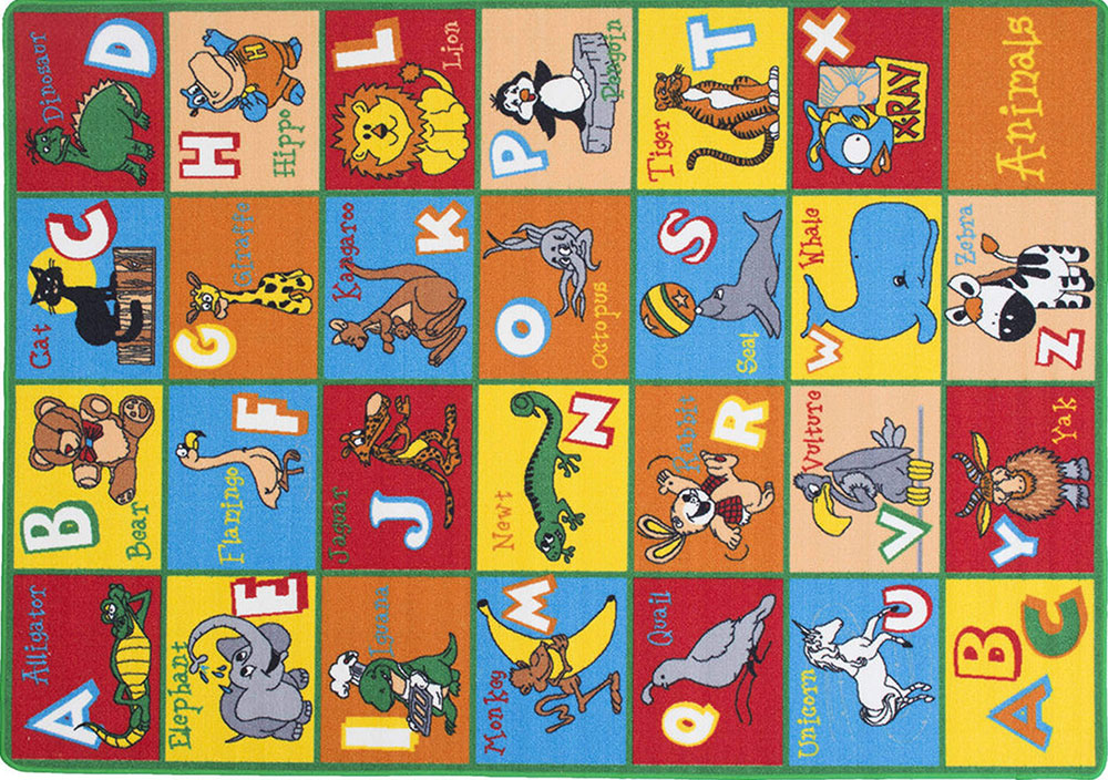 Animal Friends Playful Alphabet ABCD Kids Fun Area Rug