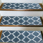 MSRUGS Trellis Collection Contemporary Soft Cozy and Vibrant Light Blue Stair Treads - Set of 7