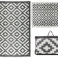 Trellis Design Gray/White Reversible Indoor/Outdoor Mat Area Rug with Bag