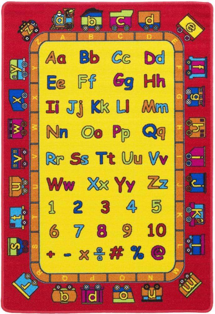 Kids Playful Alphabet ABCD and Numbers Train Kids Fun Area Rug