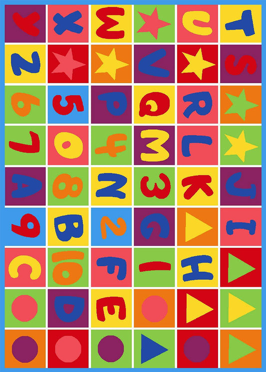 Kids Letters Numbers and Shapes Playful Kids Fun Area Rug