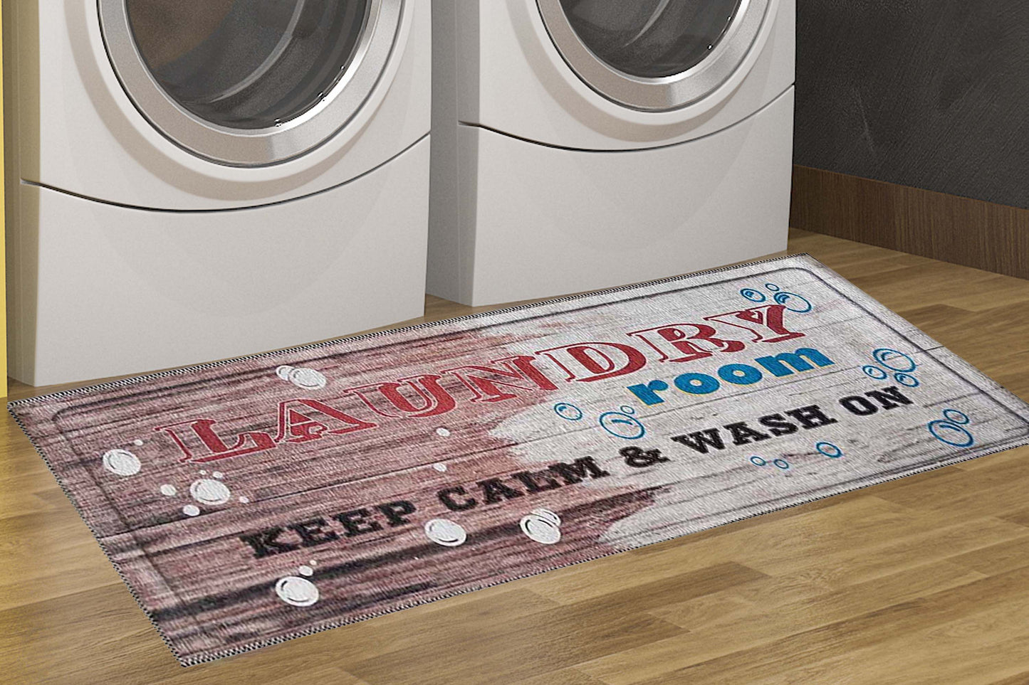 Artistic Print Laundry Mat with Non-Slip Backing