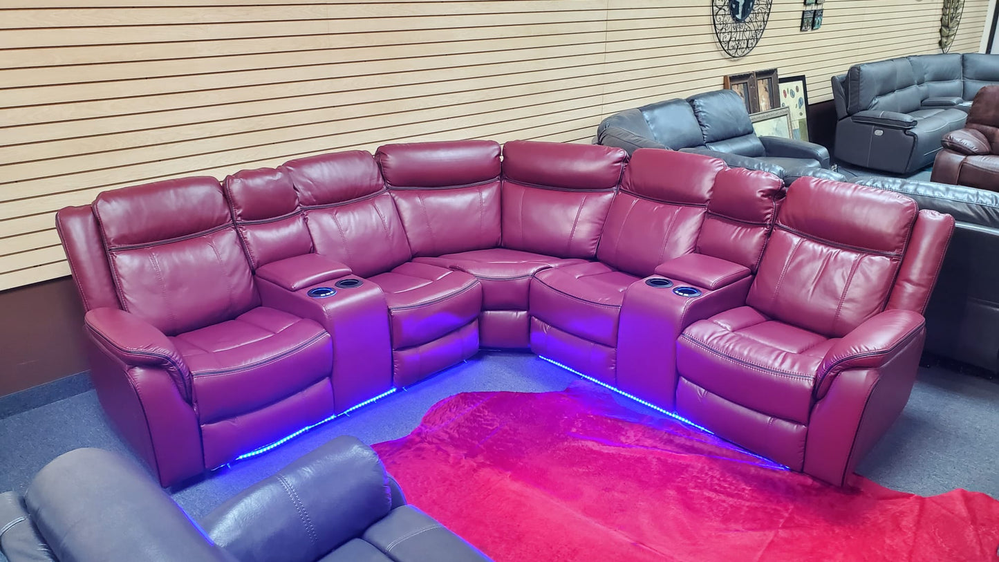 Led power recliner sectional