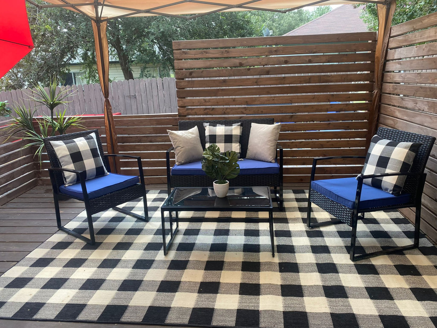Staffora Tetra 4 Piece All Weather Wicker & Aluminum Sofa Seating Group with Cushions and Coffee Table